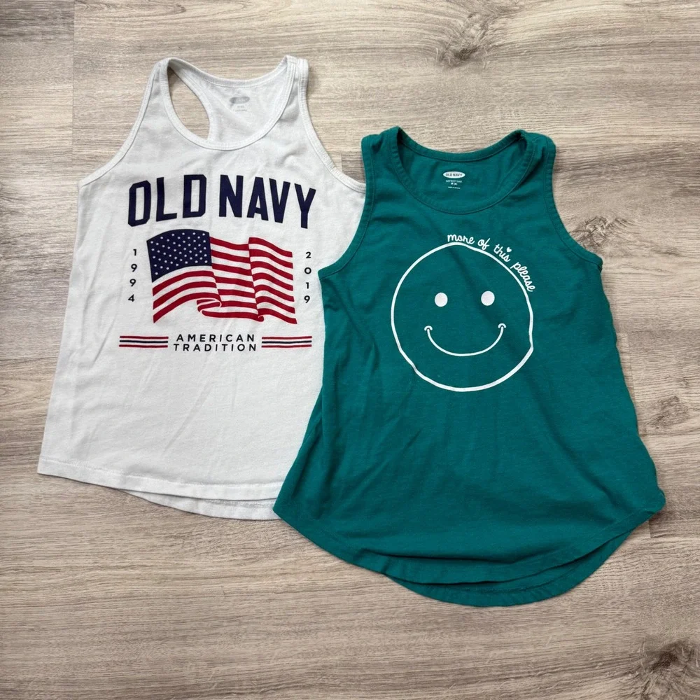 Old‎ Navy Kids Tank Top Bundle M(8) American Flag Graphic Sleeveless Top